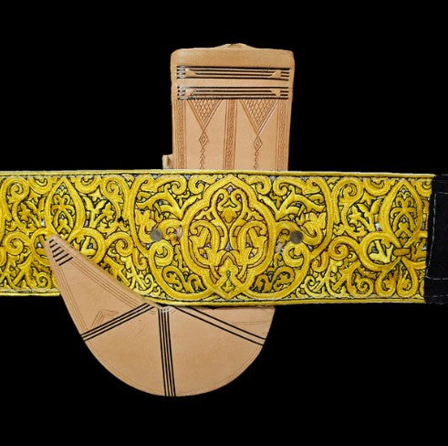 Yemeni Jambiya Blade Case with Tribal Patterns & Embroidered Belt