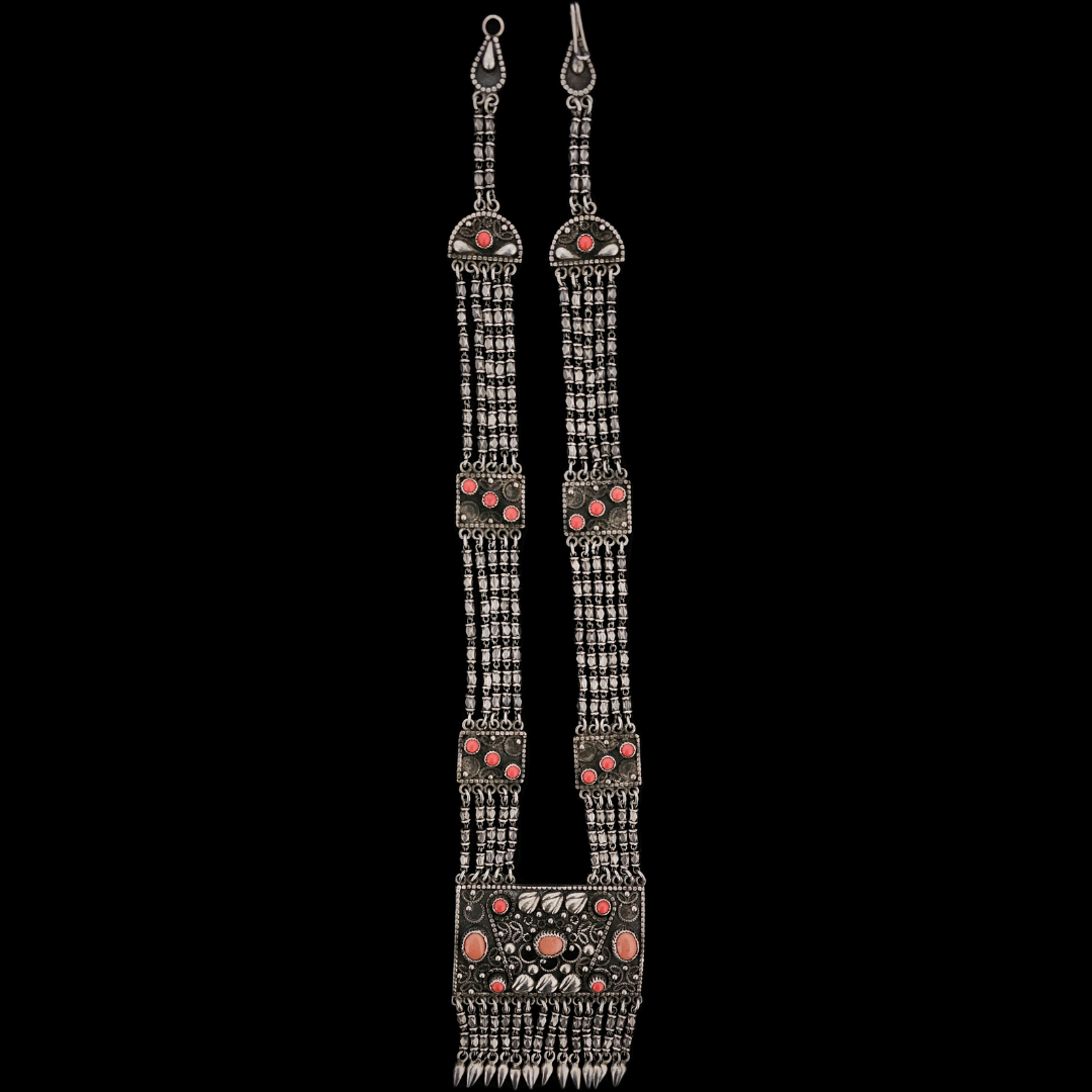 RARE Antique Egyptian Silver Necklace with Marjan Stones