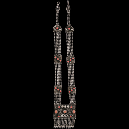 RARE Antique Egyptian Silver Necklace with Marjan Stones