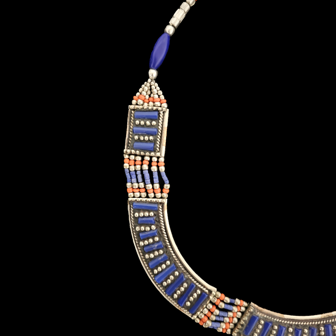 Tibetan Nepalese Vintage Mosaic Lapis Lazuli Necklace