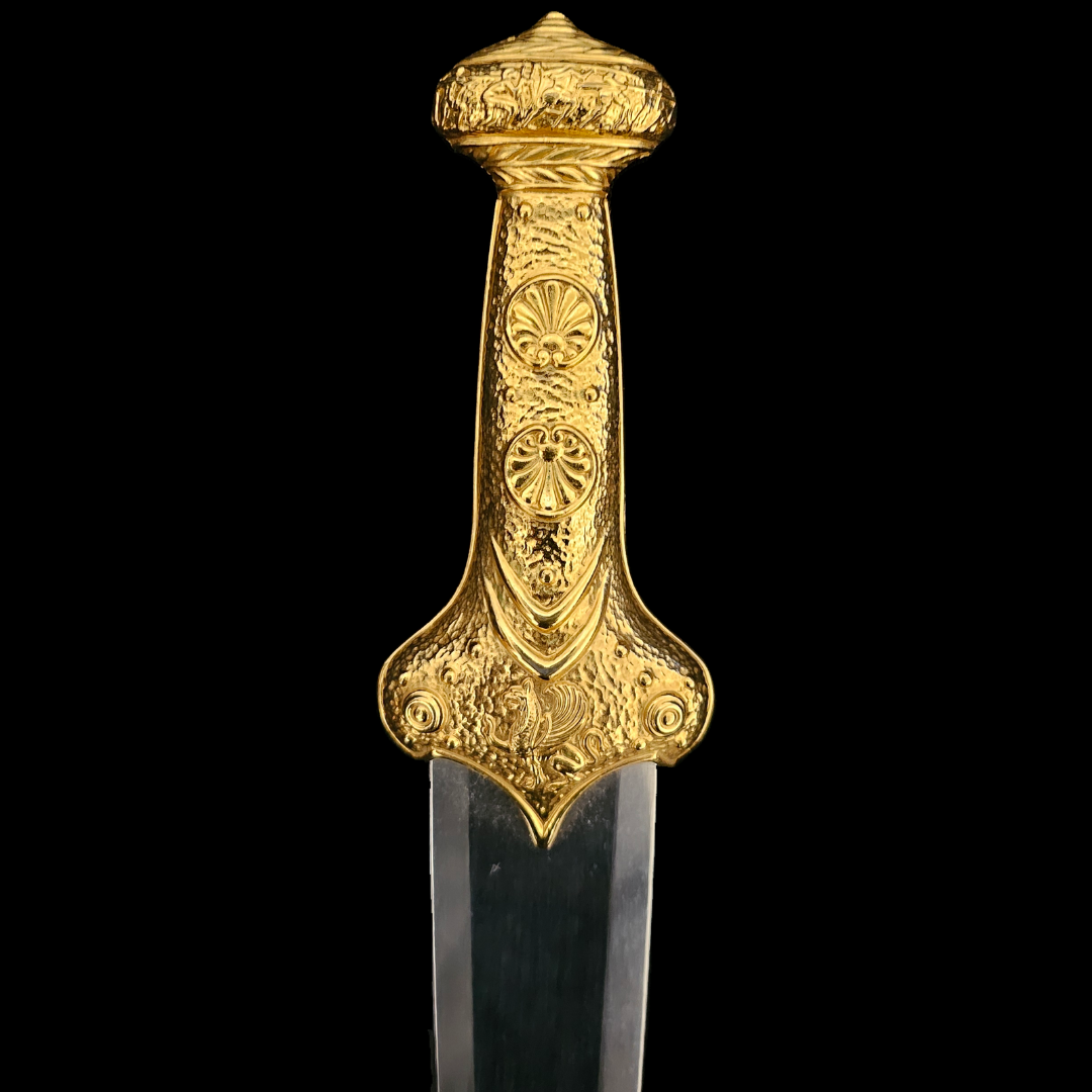 Greek Bronze Dagger with 24 Karat Gold Plated Hilt