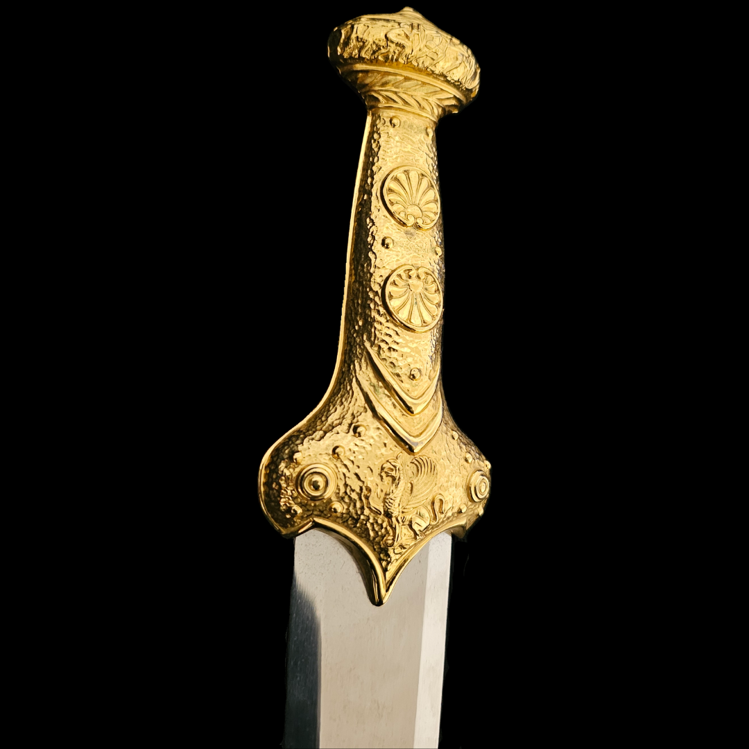 Greek Bronze Dagger with 24 Karat Gold Plated Hilt