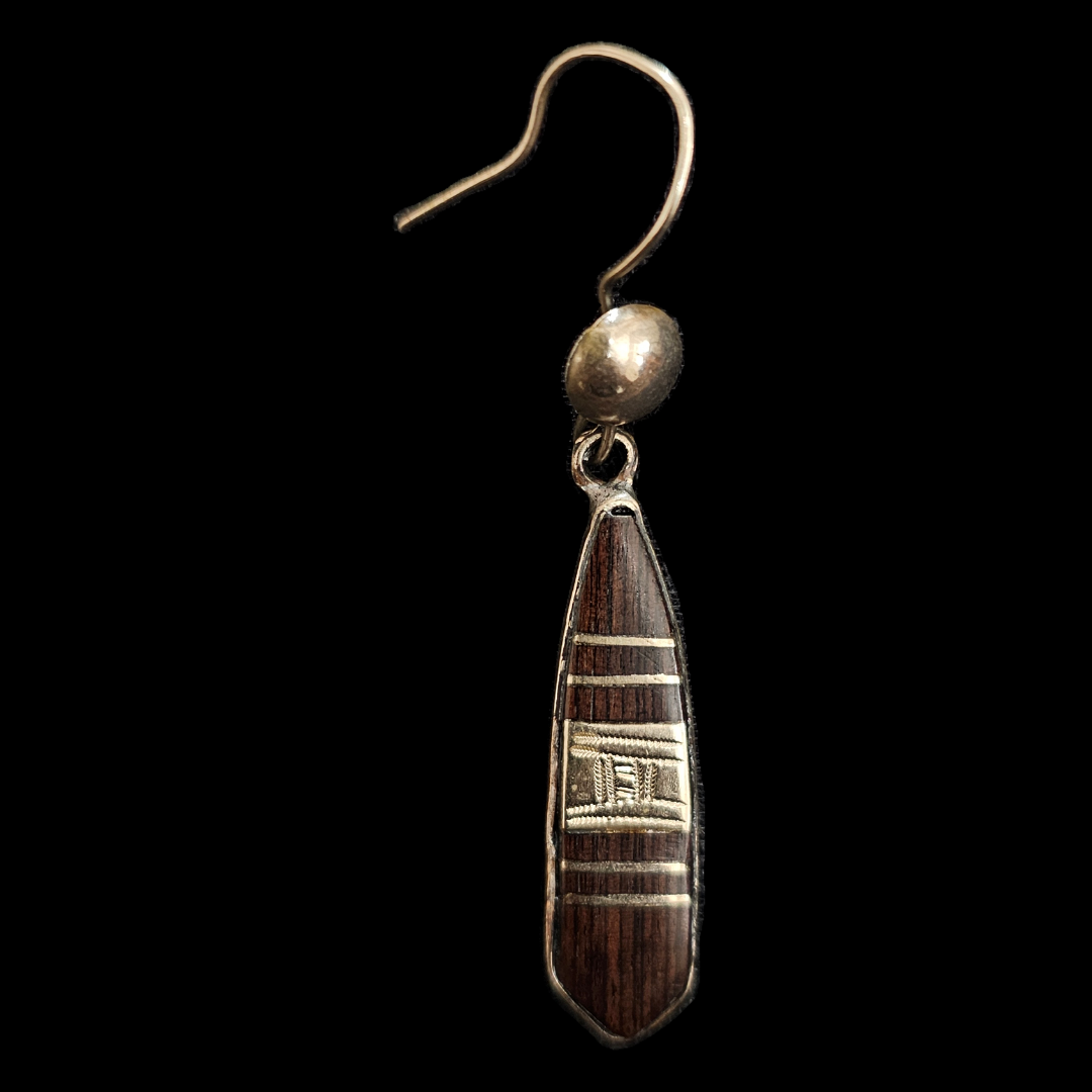 African Tuareg Tribe Ebony Wood Handmade Earrings