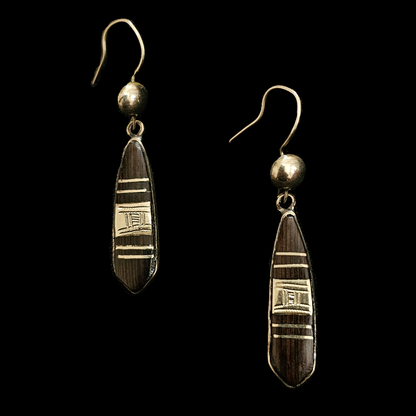 African Tuareg Tribe Ebony Wood Handmade Earrings